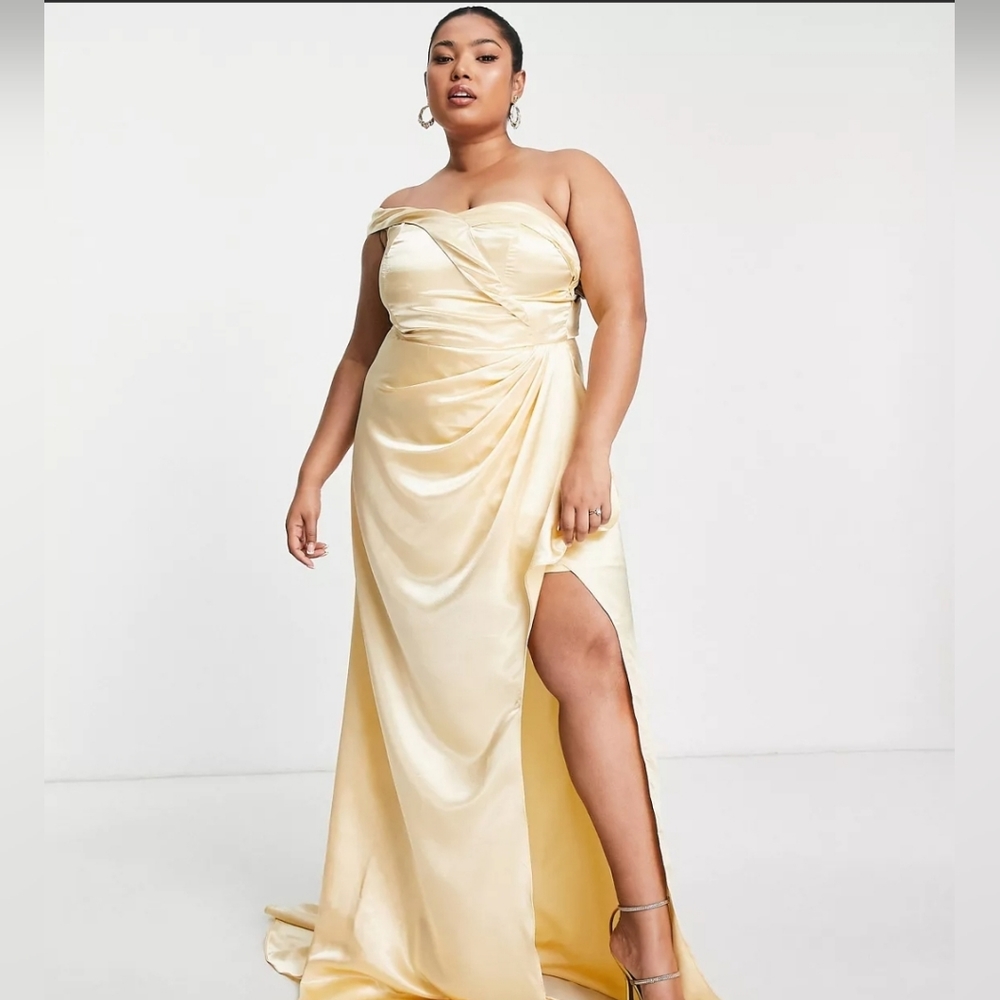 NEW Yaura Women's Satin Maxi Dress, Champagne Gold, SZ 20